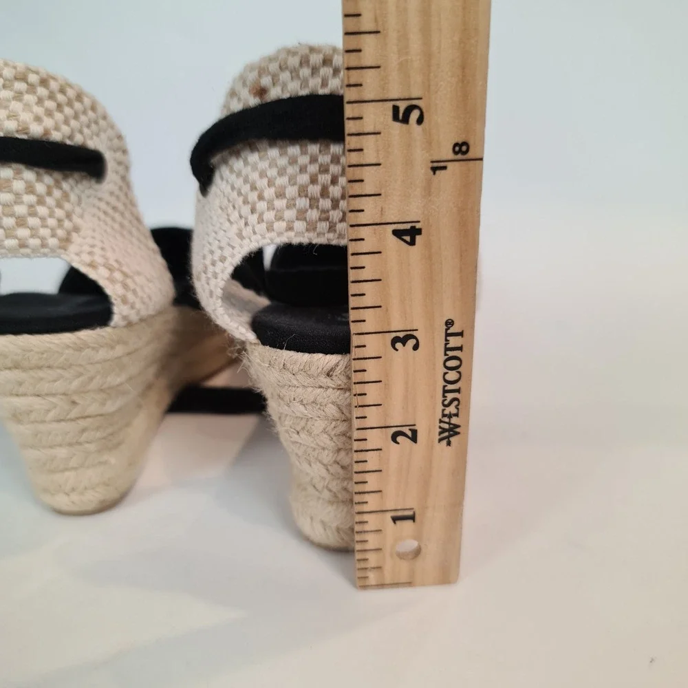 Soludos Black Canvas Marseille Wedge Lace Up Espadrille Sandals Womens Size 8